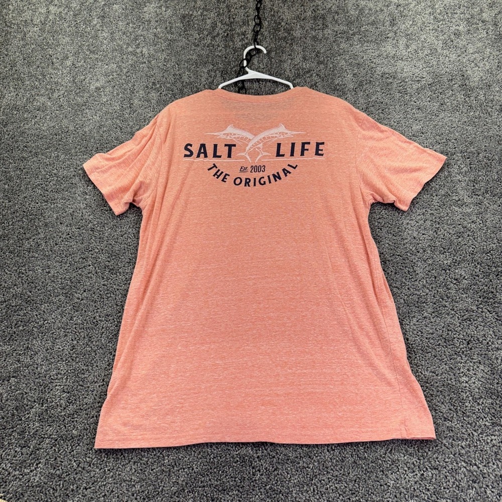 Salt Life Shirt Mens XL Orange Live Salty Fish Graphic Tee Tagless Beach